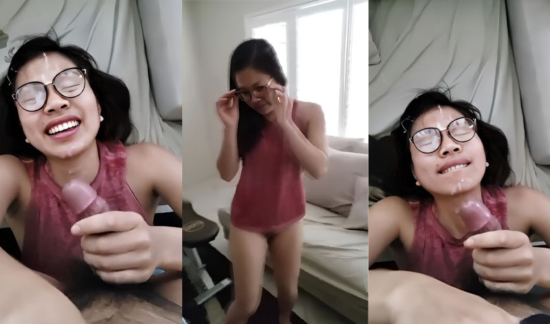 Em rau kính cận thích được bắn tinh lên mặt
